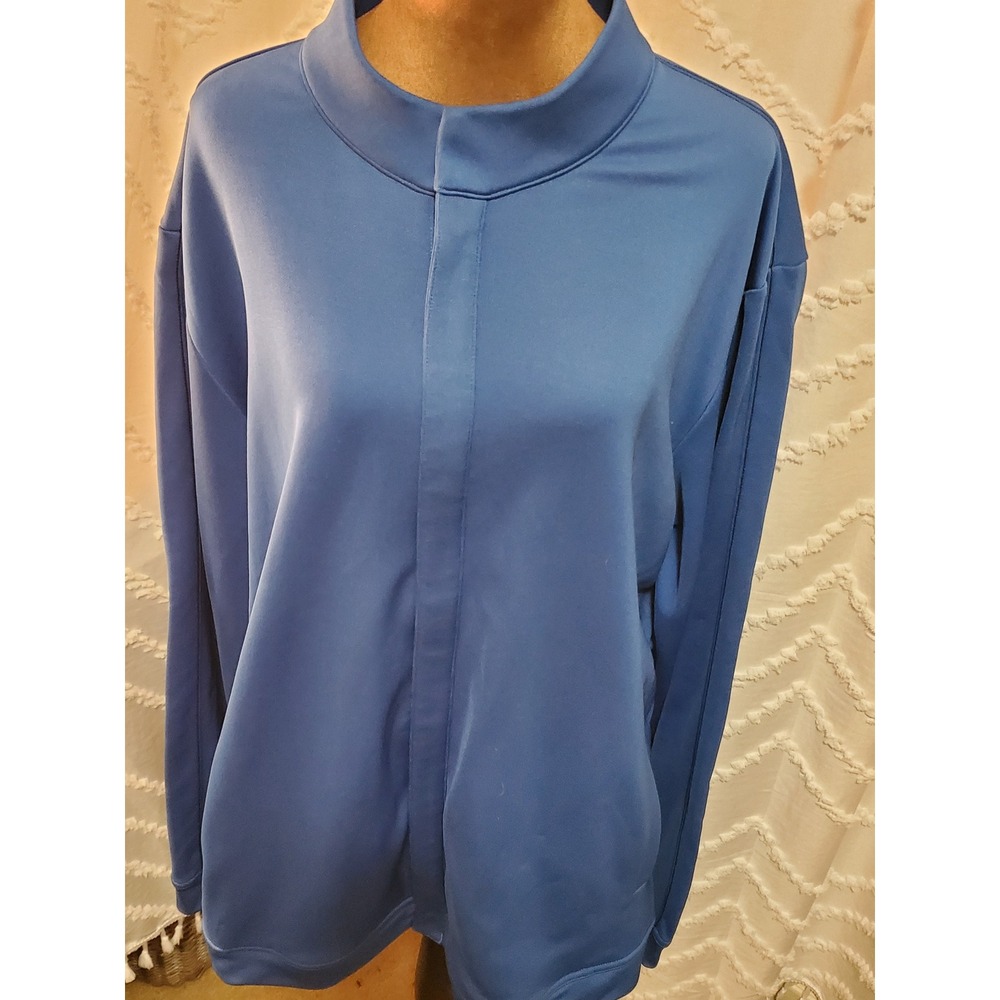 Adidas Golf Quarter Zip Pullover Blue Long Sleeve Athletic Top Men's 2XL